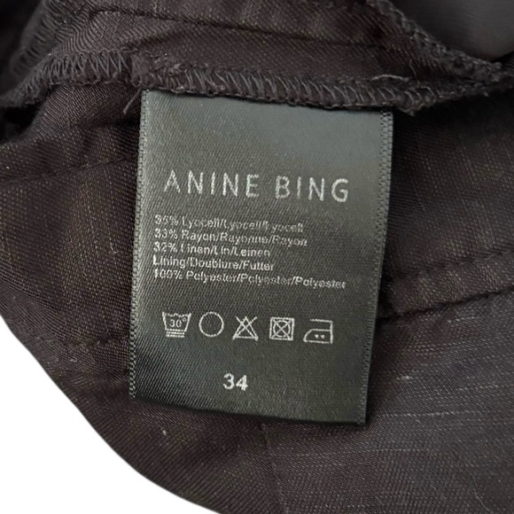 Anine Bing Carrie Pleated Linen High Waist Trouser Pant Women’s Size 34 In Black - Picture 8 of 10